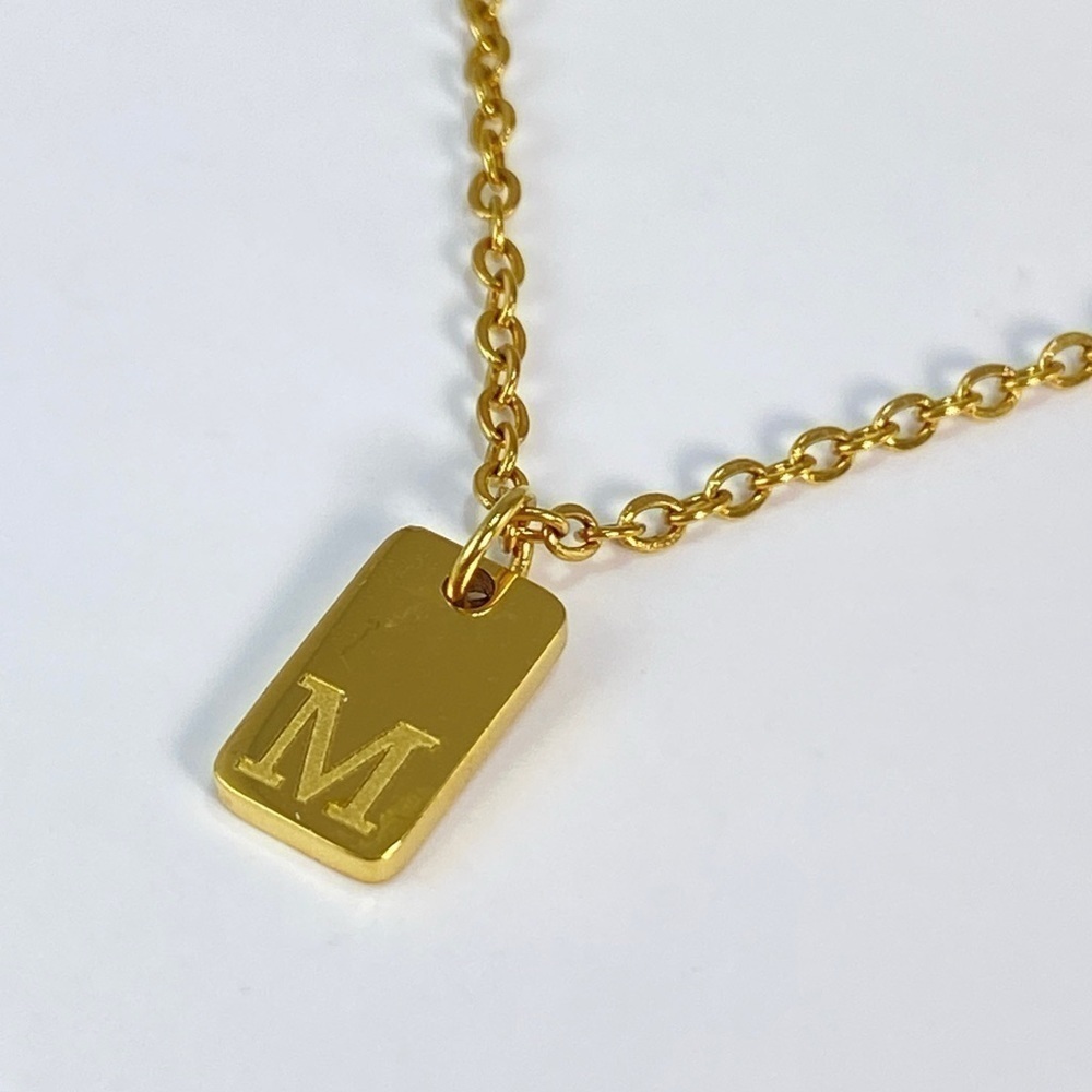 Initial Letter M Tag Necklace